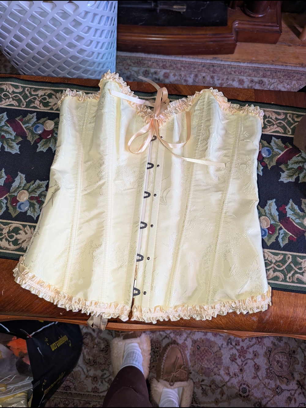 Large Satin Corset Top Bustier Lace-Up Fairycore Coquette Yellow